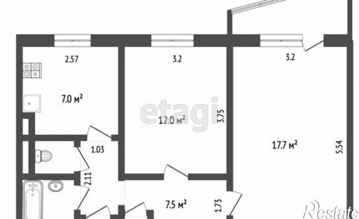 2-комн квартира ул Куйбышева, 19,  д. 19