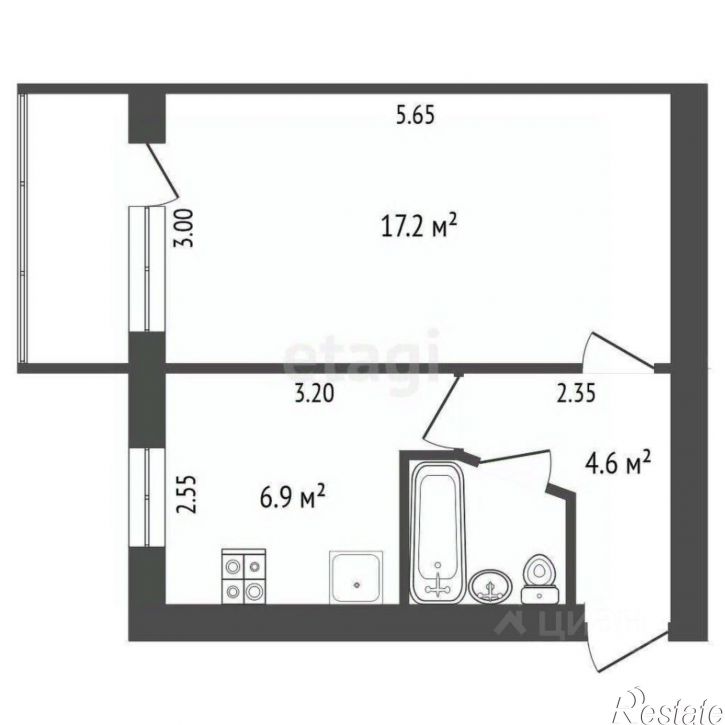 1-комн квартира ул Ростовская, 17,  д. 17
