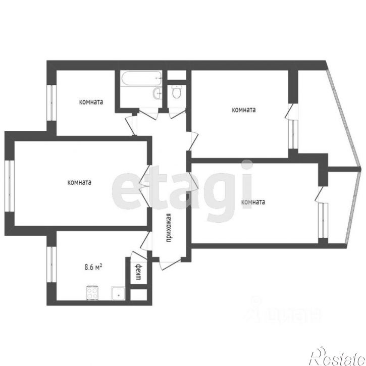 4-комн квартира улица Героев Сталинграда, 1,  д. 1