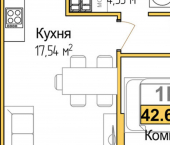 1-комн, 41 кв м, этаж 3/9 ул Батурина, 107а