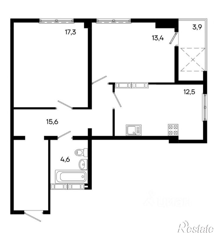2-комн квартира в новом доме улица Трубаченко, 21/1,  д. 21/1