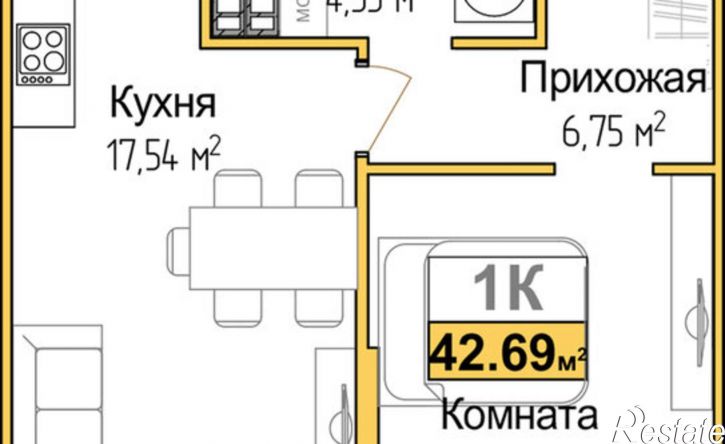 1-комн квартира в новом доме ул Батурина, 107а,  д. 107а