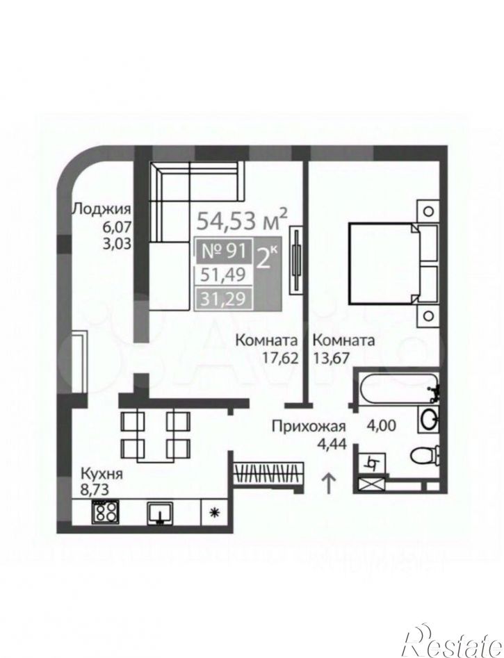 2-комн квартира пр-кт Александра Суворова, 101,  д. 101