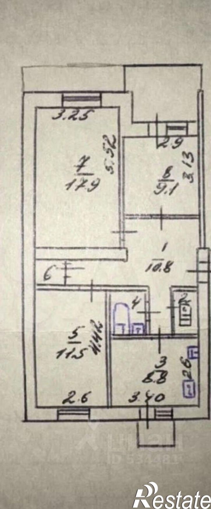3-комн квартира Хабаровская улица, 48 к1,  д. 48 к1