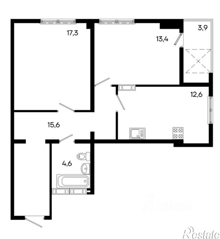 2-комн квартира в новом доме улица Трубаченко, 21/1,  д. 21/1