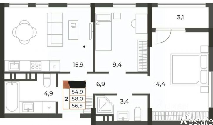 2-комн квартира ул Караимская, 50,  д. 50