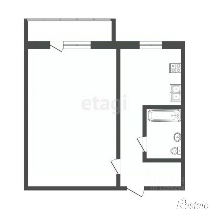1-комн квартира улица Ларионова, 36Б,  д. 36Б