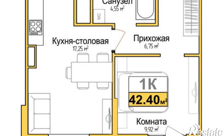 1-комн квартира в новом доме ул Козлова, 119,  д. 119
