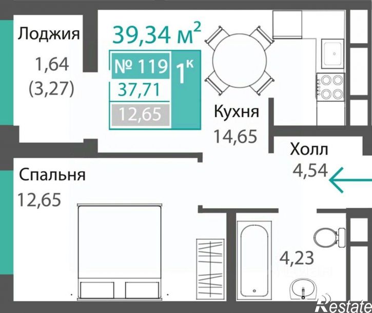 1-комн квартира в новом доме улица Никанорова, 7 к1,  д. 7 к1