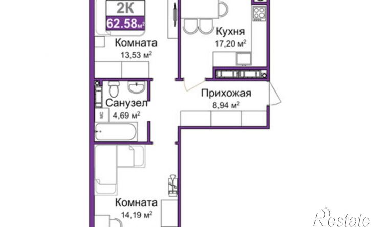 2-комн квартира в новом доме ул Батурина, 107а,  д. 107а