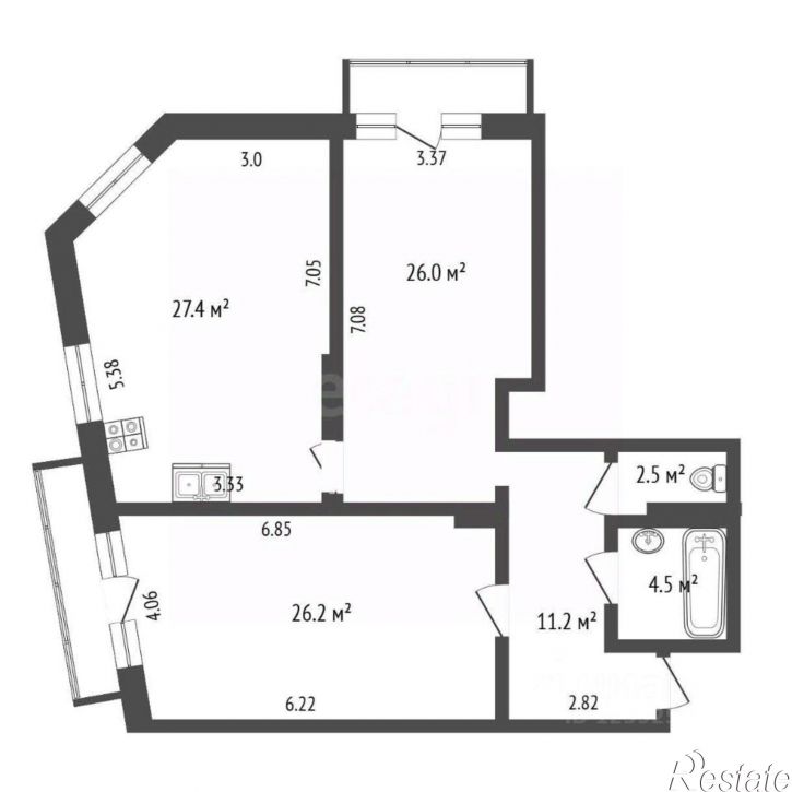 3-комн квартира ул Аэрофлотская, 5,  д. 5