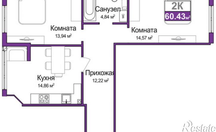 2-комн квартира в новом доме ул Батурина, 107а,  д. 107а