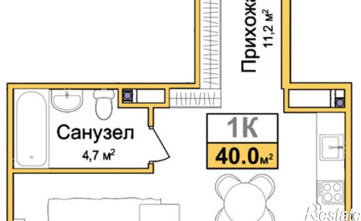 1-комн квартира в новом доме Центральный район