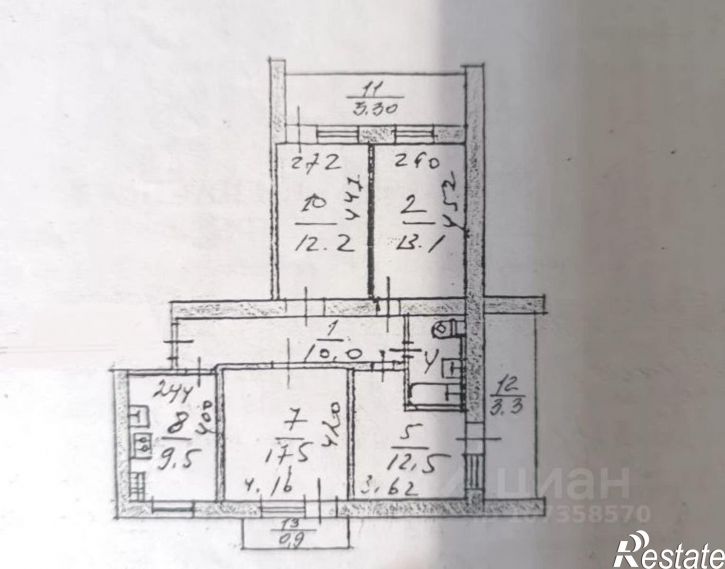 4-комн квартира улица Речная, 12,  д. 12