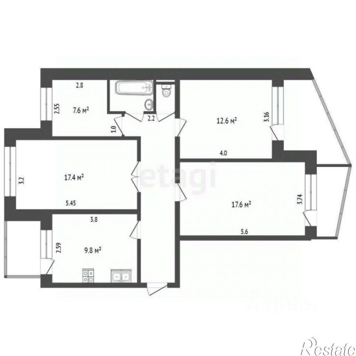4-комн квартира улица Героев Сталинграда, 1,  д. 1