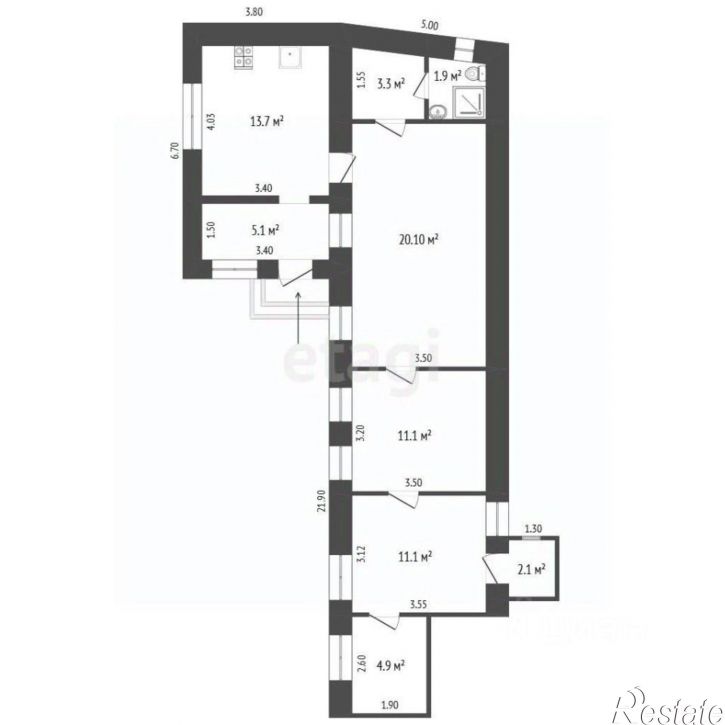 4-комн квартира улица Ефремова, 14,  д. 14