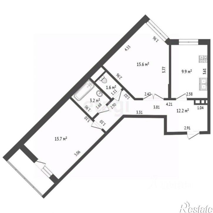 2-комн квартира Мраморный переулок, 21,  д. 21