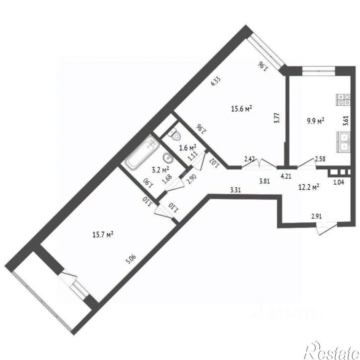 2-комн квартира Мраморный переулок, 21,  д. 21