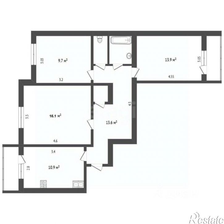 3-комн квартира улица Тренёва, 9А,  д. 9А