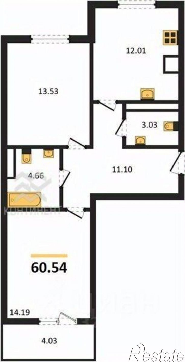 2-комн квартира в новом доме улица Батурина, 87,  д. 87