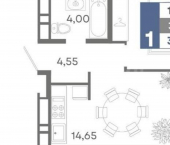 1-комн, 35кв м, этаж 9/16 улица Никанорова, 7 к1