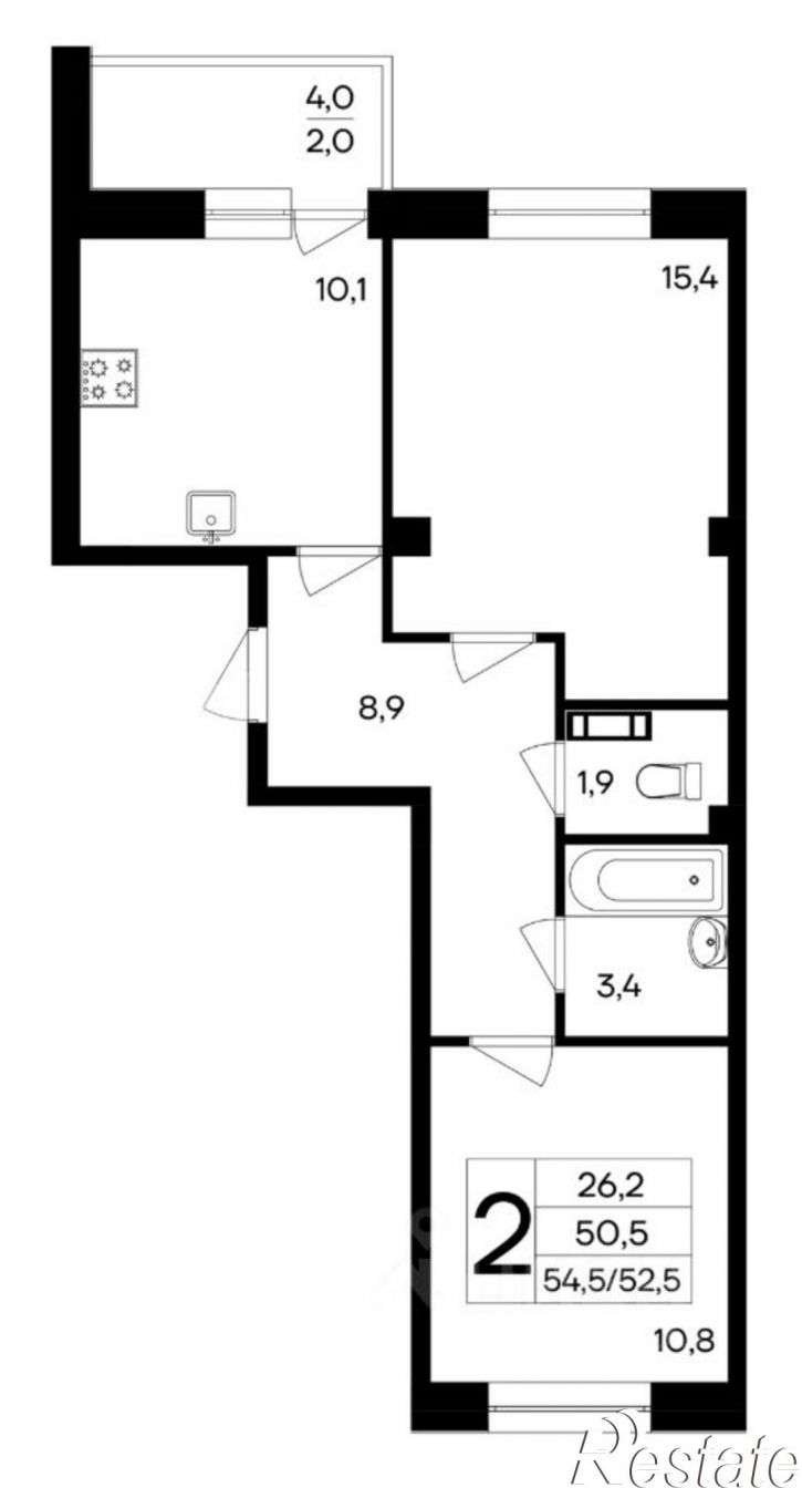 2-комн квартира в новом доме улица 51-й Армии, уч126,  д. уч126
