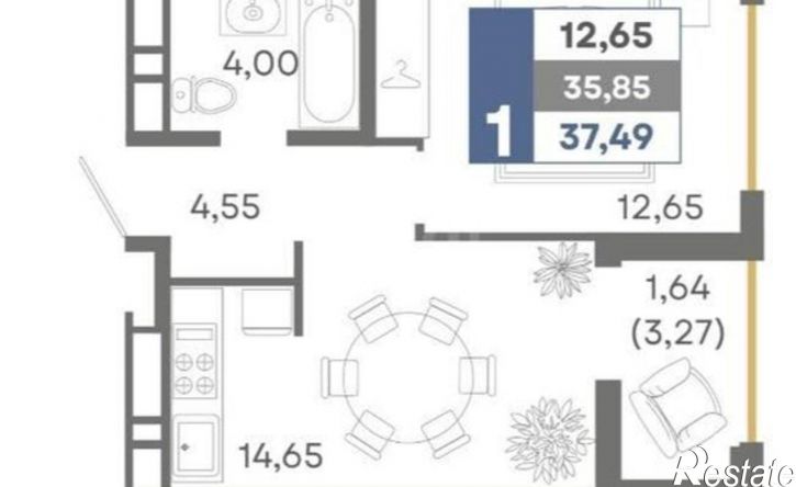 1-комн квартира улица Никанорова, 7 к1,  д. 7 к1