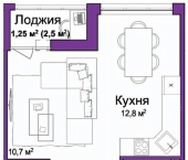 1-комн, 38 кв м, этаж 2/16 ул Козлова, 107
