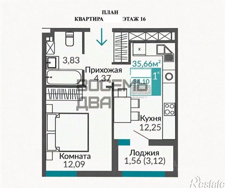 1-комн квартира Проспект Александра Суворова, 105,  д. 105