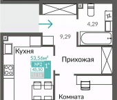 1-комн, 45 кв м, этаж 1/7 улица Виталия Чуркина