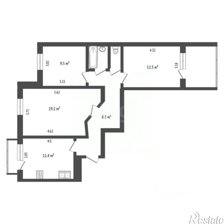 3-комн квартира Тупой переулок, 4,  д. 4