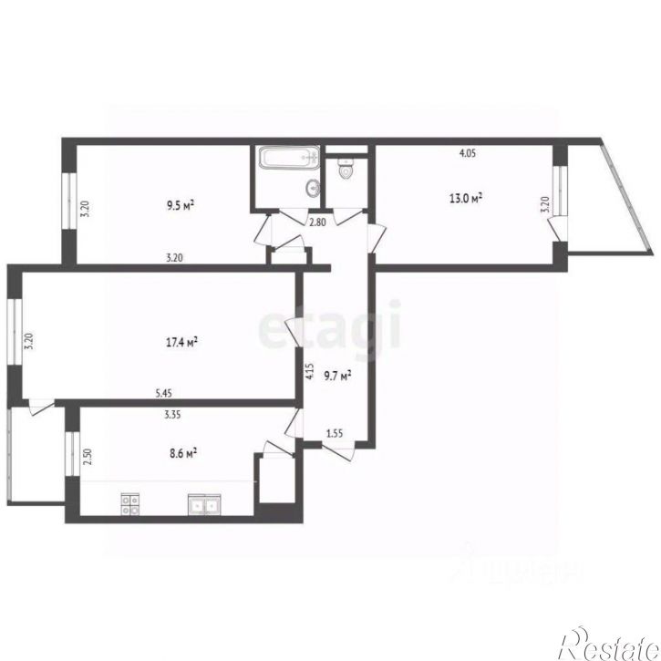 3-комн квартира ул Куйбышева, 86,  д. 86