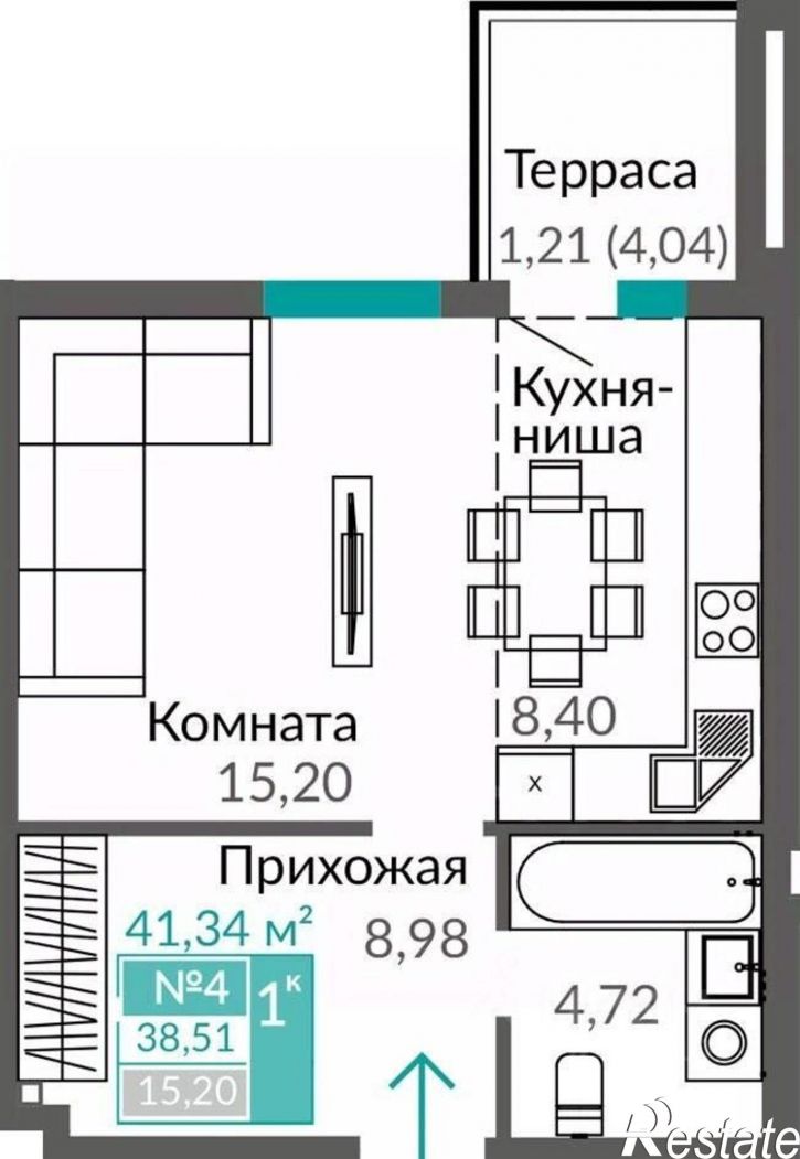 1-комн квартира в новом доме
