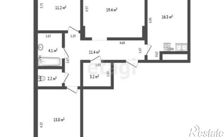 3-комн квартира улица Никанорова, 4,  д. 4