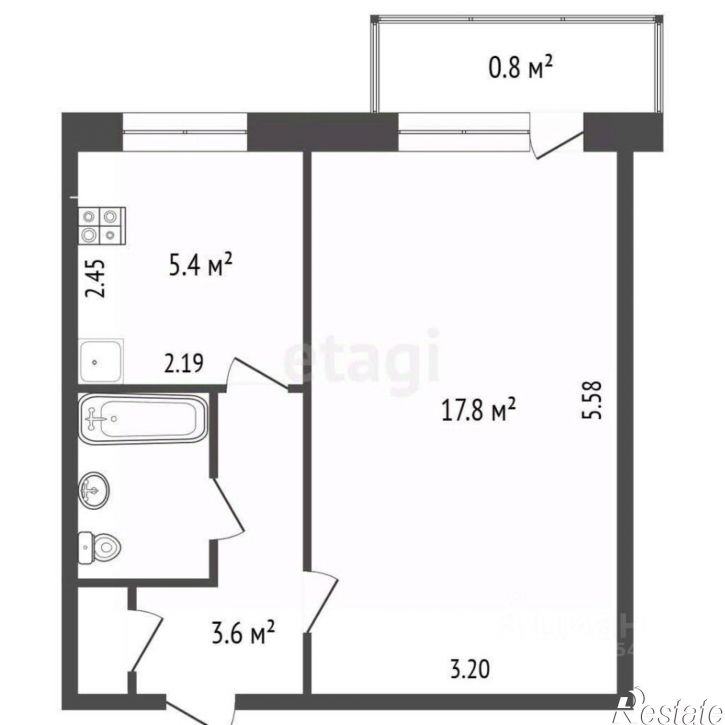 1-комн квартира улица Ларионова, 36Б,  д. 36Б