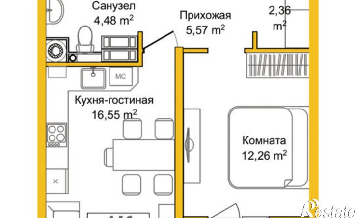 1-комн квартира ул Козлова, 182/3,  д. 182/3