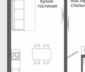 1-комн, 74 кв м, этаж 1/9 ЖК Розмарин