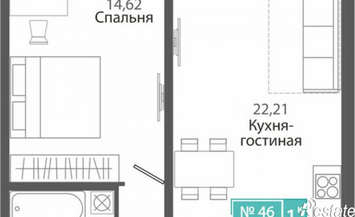 1-комн квартира в новом доме ЖК Розмарин
