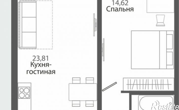 1-комн квартира в новом доме ЖК Розмарин