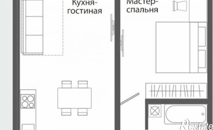 1-комн квартира в новом доме ЖК Розмарин