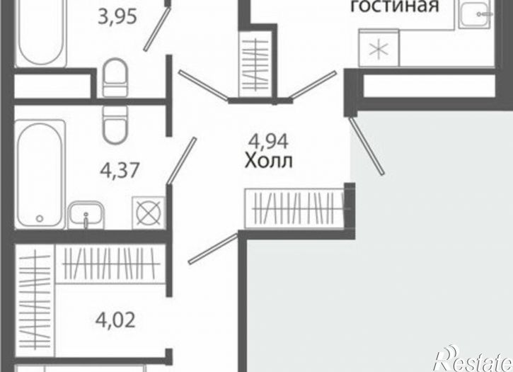 2-комн квартира в новом доме ЖК Розмарин
