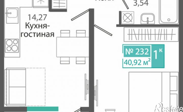 1-комн квартира в новом доме ЖК Розмарин