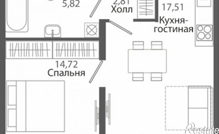 1-комн квартира в новом доме ЖК Розмарин