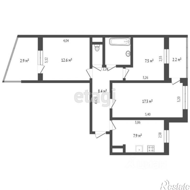 3-комн квартира ул Лермонтова, 13а,  д. 13а