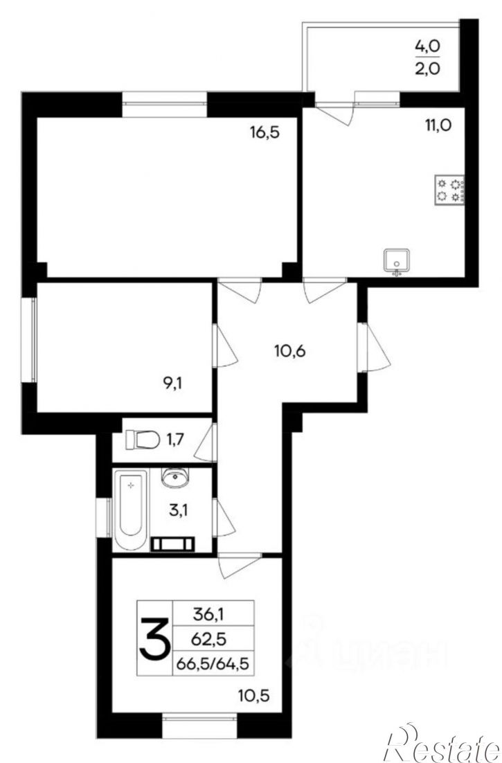 3-комн квартира в новом доме ул 51-й Армии, 126,  д. 126