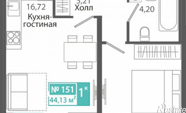 1-комн квартира в новом доме Симферополь, ЖК Розмарин