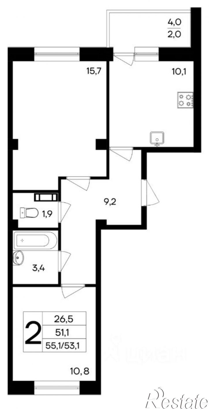 2-комн квартира в новом доме ул 51-й Армии, 126,  д. 126