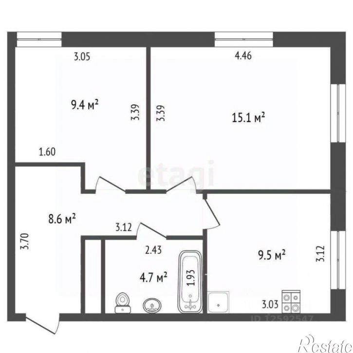2-комн квартира пр-кт Александра Суворова, 97,  д. 97
