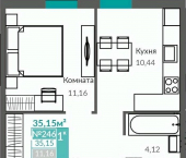 1-комн, 35 кв м, этаж 1/9 улица Святителя Гурия, 1