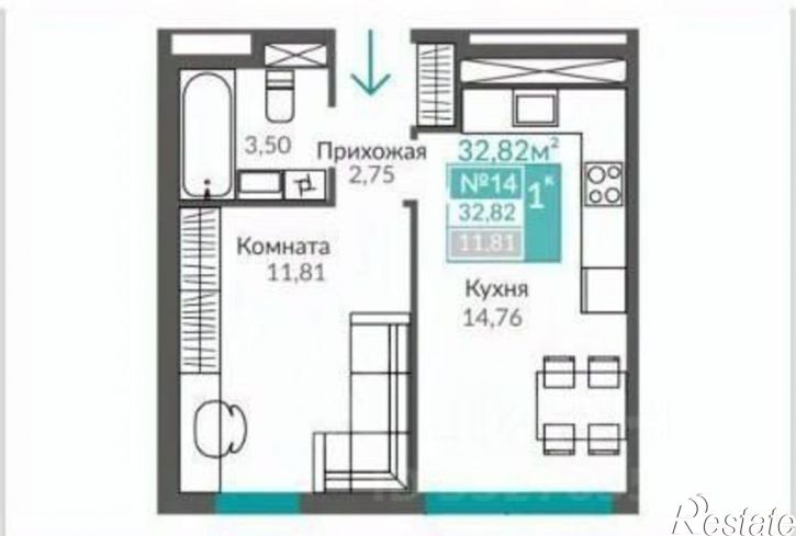 1-комн квартира ул Святителя Гурия, д 7 к 1
